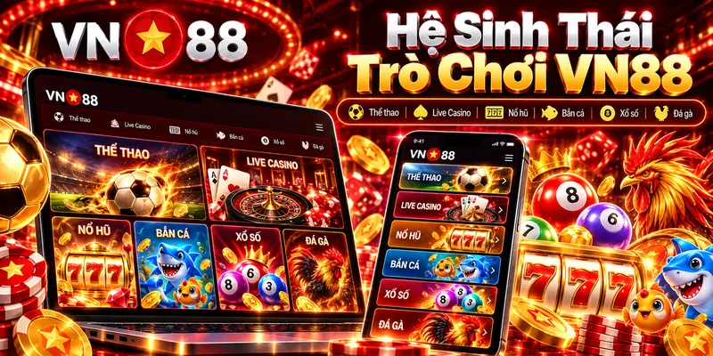 Danh mục giải trí VN88 gồm thể thao casino nổ hũ bắn cá và xổ số